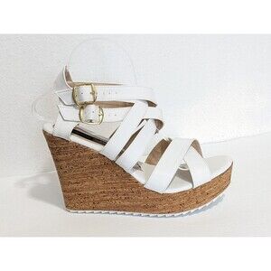 Womens White Platform Wedge Sandals Size 10 ,‎ Lightweight Strappy Heels NIB